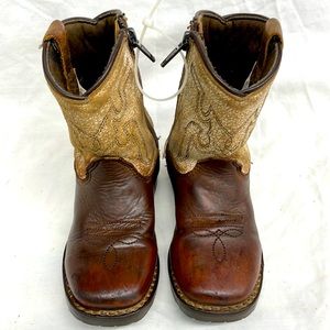 Smokey mountain leather squares toed boots kids sz 7r